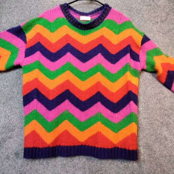 Q2 Sweaters - Q2 Womens Sweater Multicolor M Long Sleeve Crew Neck Pullover Chunky Knit